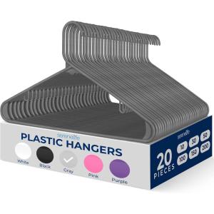imageSereneLife 20Pack Plastic Hangers NonSlip SpaceSaving Closet Organizers Durable and Strong for Shirts Sweaters Hoodies Kids Clothes ampamp Dresses UltraThin LightweightGray