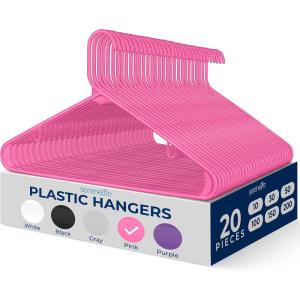 imageSereneLife 20Pack Plastic Hangers NonSlip SpaceSaving Closet Organizers Durable and Strong for Shirts Sweaters Hoodies Kids Clothes ampamp Dresses UltraThin LightweightPink