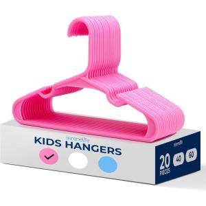 imageSereneLife 40 Pack Plastic Kids Hangers  NonSlip ampamp SpaceSaving for Infant Toddler ampamp Newborn Clothing Durable Baby Hangers for Closets Organizing Clothes BluePink