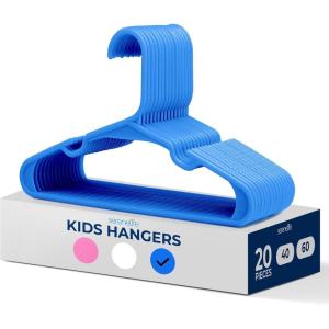imageSereneLife 40 Pack Plastic Kids Hangers  NonSlip ampamp SpaceSaving for Infant Toddler ampamp Newborn Clothing Durable Baby Hangers for Closets Organizing Clothes BlueBlue
