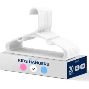 imageSereneLife 40 Pack Plastic Kids Hangers  NonSlip ampamp SpaceSaving for Infant Toddler ampamp Newborn Clothing Durable Baby Hangers for Closets Organizing Clothes BlueWhite