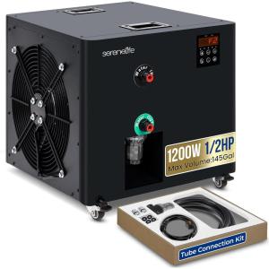 imageSereneLife 79Gallon Cold Plunge Chiller  13 HP UltraQuiet Aquarium Hydroponics ampamp Fish Tank Cooling System with Titanium Coils Precision Temperature Control ampamp OneTouch Operation1200W 12HP