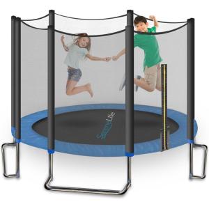 imageSereneLife 8FT 10FT 12FT 14 FT Trampoline Outdoor  HeavyDuty Backyard Trampoline for Kids and Adults with Wide Jumping Surface Stable LShaped Legs Safety Net ASTM Approved Supports 264 lbs10 FT