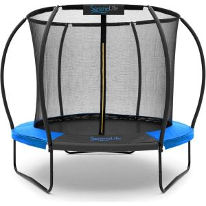 imageSereneLife 8FT 10FT 12FT 14FT Outdoor Trampoline for Kids  Recreational Backyard Trampoline with Curved Safety Poles and Net Enclosure ASTM Approval for Kids Adults8 FT