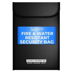 imageSereneLife Fire ampamp Water Resistant Security Bag  06quotx11quotx15quot IN Fire Resistant Document ampamp Money Bag with Interior Pockets Durable Design Ideal for Home Office or Travel Use  Black