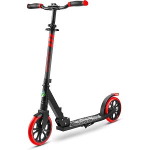 imageSereneLife Kick Scooter Adult Teenagers Kids 2 Wheel Kids Scooter with Adjustable TBar Handlebar  Alloy AntiSlip Deck  Portable Folding Scooters for Kids with Carrying StrapRed