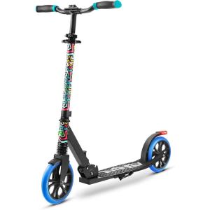 imageSereneLife Kick Scooter Adult Teenagers Kids 2 Wheel Kids Scooter with Adjustable TBar Handlebar  Alloy AntiSlip Deck  Portable Folding Scooters for Kids with Carrying StrapGraffiti