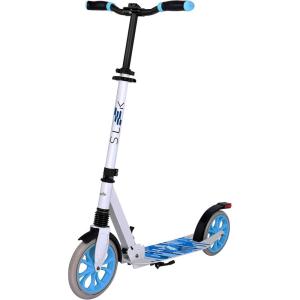 imageSereneLife Kick Scooter for Adults Teens and Kids  2Wheel Folding Scooter with Adjustable TBar AntiSlip Alloy Deck Carry Strap WhiteWhiteBlue