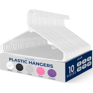 imageSereneLife Premium 10 Pack Plastic Hangers Lightweight Durable Space Saving Clothes Organizers Suitable for Shirts Sweaters Hoodies Dresses Kids Clothes Good for Home Organization PurpleWhite