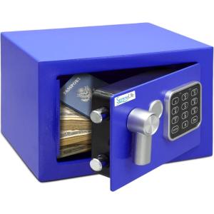 imageSereneLife Premium Steel Digital Safe Box  91quot x 67quot x 67quot  Secure Storage for Cash Firearms ampamp Jewelry  Great For Hotels Cabinets ampamp Home Use  Electronic ampamp Mechanical Access  2 Keys  BlueBlue