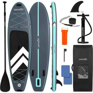 imageSereneLife UltraLight Inflatable Stand Up Paddle Board with Premium SUP Accessories  Extra Wide Stable Design with NonSlip EVA Deck Pad for Youth and Adults of All Skill Levels  350 lbs Capacity10