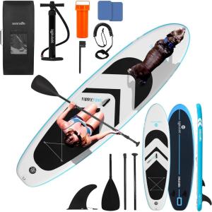 imageSereneLife XL Inflatable Stand Up Paddle Board  PetFriendly SUP for Adults and Pets  ExtraWide Stable Design with NonSlip EVA Deck Pad Premium SUP Accessories 440485 lbs116x35  485 LBS