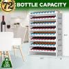 imageNutriChef Bamboo Stackable Wine Rack 8Tier 72 Bottle Capacity Wine Racks Free Standing Floor No Tools Assembly Modular Storage Display Shelf for Kitchen and Cellar 335quot x 10quot x 42quotD 72 Bottle  White