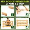 imageNutriChef Bamboo Stackable Wine Rack 8Tier 72 Bottle Capacity Wine Racks Free Standing Floor No Tools Assembly Modular Storage Display Shelf for Kitchen and Cellar 335quot x 10quot x 42quotD Magnum 24 Bottle