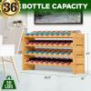 imageNutriChef Bamboo Stackable Wine Rack 8Tier 72 Bottle Capacity Wine Racks Free Standing Floor No Tools Assembly Modular Storage Display Shelf for Kitchen and Cellar 335quot x 10quot x 42quotA 36 Bottle