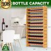 imageNutriChef Bamboo Stackable Wine Rack 8Tier 72 Bottle Capacity Wine Racks Free Standing Floor No Tools Assembly Modular Storage Display Shelf for Kitchen and Cellar 335quot x 10quot x 42quotE 108 Bottle