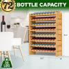 imageNutriChef Bamboo Stackable Wine Rack 8Tier 72 Bottle Capacity Wine Racks Free Standing Floor No Tools Assembly Modular Storage Display Shelf for Kitchen and Cellar 335quot x 10quot x 42quotB 72 Bottle