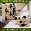 imageSereneLife Bamboo Wine Rack  4 Tier Countertop Shelf with Slots That Holds 14 Bottles Unique Stackable Wooden Holder Save Space for Cabinet Kitchen and Pantry Modern Contemporary Wave Design