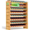 imageNutriChef Bamboo Stackable Wine Rack 8Tier 72 Bottle Capacity Wine Racks Free Standing Floor No Tools Assembly Modular Storage Display Shelf for Kitchen and Cellar 335quot x 10quot x 42quotB 72 Bottle