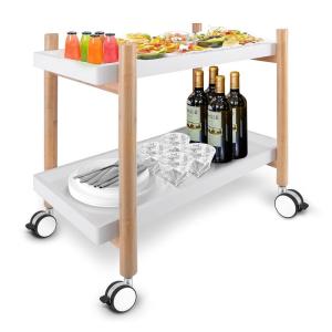imageSereneLife Rolling Home Bar Serving Cart  2Tier Mobile Kitchen Serving Trolley Carter Rolling Bar with Removable Trays and 4 Wheels  Coffee Tea Wine Whiskey Holder Serving Cart SLSRVCRT400