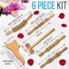 imageSereneLife 6 in 1 Wood Therapy Massage Tools for Body Sculpting  Maderoterapia Kit Lymphatic Drainage Massager with Anti Cellulite Wooden Massage Rollers Complete Body Shaping Tools Set16 Inch