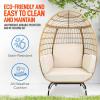 imageJovial Wicker Rattan Egg ChairIndoor Outdoor White Sofa Chair for Patio Backyard and Living Room with 4 Cushions and Powder Coated Steel FrameWoven Texture Contemporary Ribbed Back DesignIvory