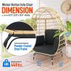 imageJovial Wicker Rattan Egg ChairIndoor Outdoor White Sofa Chair for Patio Backyard and Living Room with 4 Cushions and Powder Coated Steel FrameWoven Texture Contemporary Ribbed Back DesignBlack