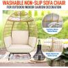 imageJovial Wicker Rattan Egg ChairIndoor Outdoor White Sofa Chair for Patio Backyard and Living Room with 4 Cushions and Powder Coated Steel FrameWoven Texture Contemporary Ribbed Back DesignIvory