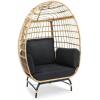 imageJovial Wicker Rattan Egg ChairIndoor Outdoor White Sofa Chair for Patio Backyard and Living Room with 4 Cushions and Powder Coated Steel FrameWoven Texture Contemporary Ribbed Back DesignBlack