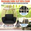 imageJovial Wicker Rattan Egg ChairIndoor Outdoor White Sofa Chair for Patio Backyard and Living Room with 4 Cushions and Powder Coated Steel FrameWoven Texture Contemporary Ribbed Back DesignBlack