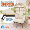 imageJovial Wicker Rattan Egg ChairIndoor Outdoor White Sofa Chair for Patio Backyard and Living Room with 4 Cushions and Powder Coated Steel FrameWoven Texture Contemporary Ribbed Back DesignIvory