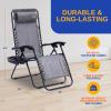 imageSereneLife 2Pack Rattan Zero Gravity Chairs  Adjustable Recliners with Side Table Cup Holders ampamp Pillow Foldable Outdoor Lounge Set for Patio Lawn or Deck  265 lbs Capacity BrownCharcoal