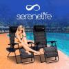 imageSereneLife 2Pack Rattan Zero Gravity Chairs  Adjustable Recliners with Side Table Cup Holders ampamp Pillow Foldable Outdoor Lounge Set for Patio Lawn or Deck  265 lbs Capacity BrownJet Black