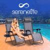 imageSereneLife 2Pack Rattan Zero Gravity Chairs  Adjustable Recliners with Side Table Cup Holders ampamp Pillow Foldable Outdoor Lounge Set for Patio Lawn or Deck  265 lbs Capacity BrownCharcoal