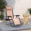 imageSereneLife 2Pack Rattan Zero Gravity Chairs  Adjustable Recliners with Side Table Cup Holders ampamp Pillow Foldable Outdoor Lounge Set for Patio Lawn or Deck  265 lbs Capacity BrownBeige
