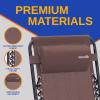 imageSereneLife 2Pack Rattan Zero Gravity Chairs  Adjustable Recliners with Side Table Cup Holders ampamp Pillow Foldable Outdoor Lounge Set for Patio Lawn or Deck  265 lbs Capacity BrownDark Brown