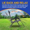 imageSereneLife 2Pack Rattan Zero Gravity Chairs  Adjustable Recliners with Side Table Cup Holders ampamp Pillow Foldable Outdoor Lounge Set for Patio Lawn or Deck  265 lbs Capacity BrownGrey