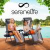 imageSereneLife 2Pack Rattan Zero Gravity Chairs  Adjustable Recliners with Side Table Cup Holders ampamp Pillow Foldable Outdoor Lounge Set for Patio Lawn or Deck  265 lbs Capacity BrownCharcoal