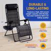 imageSereneLife 2Pack Rattan Zero Gravity Chairs  Adjustable Recliners with Side Table Cup Holders ampamp Pillow Foldable Outdoor Lounge Set for Patio Lawn or Deck  265 lbs Capacity BrownJet Black