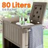 imageSereneLife 80 Quart Rolling Cooler Ice Chest Portable Patio Party Bar Drink Cooler Cart on Wheels Beverage Cart for Pool Includes Ice Bucket Bottle Opener and Shelf