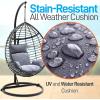 imageSereneLife Hanging Egg Chair for Outdoor ampamp Indoor Use  Wicker Rattan Swing Chair with Cushions PowderCoated Steel Frame Washable UVResistant Cover Gray Modern Patio Hammock SeatBlackkhaki