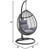 imageSereneLife Hanging Egg Chair for Outdoor ampamp Indoor Use  Wicker Rattan Swing Chair with Cushions PowderCoated Steel Frame Washable UVResistant Cover Gray Modern Patio Hammock SeatGrey