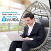 imageSereneLife Hanging Egg Chair for Outdoor ampamp Indoor Use  Wicker Rattan Swing Chair with Cushions PowderCoated Steel Frame Washable UVResistant Cover Gray Modern Patio Hammock SeatGrey