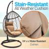 imageSereneLife Hanging Egg Chair for Outdoor ampamp Indoor Use  Wicker Rattan Swing Chair with Cushions PowderCoated Steel Frame Washable UVResistant Cover Gray Modern Patio Hammock SeatBlackbrown
