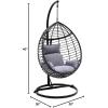 imageSereneLife Hanging Egg Chair for Outdoor ampamp Indoor Use  Wicker Rattan Swing Chair with Cushions PowderCoated Steel Frame Washable UVResistant Cover Gray Modern Patio Hammock SeatBlackkhaki