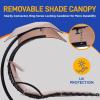 imageSereneLife Outdoor Hanging Curved Steel Chaise Lounge Swing Chair wa Builtin Pillow and Removable Canopy UV Protection and Foam Covered Armrest