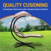 imageSereneLife Outdoor Hanging Curved Steel Chaise Lounge Swing Chair wa Builtin Pillow and Removable Canopy UV Protection and Foam Covered Armrest