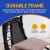 imageSereneLife Outdoor Hanging Curved Steel Chaise Lounge Swing Chair wa Builtin Pillow and Removable Canopy UV Protection and Foam Covered Armrest