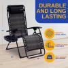 imageSereneLife Padded Zero Gravity Lounge Chair  Reclining Patio Chairs  Outdoor Lounge Chairs with Detachable Cup Holder Tray  Folding Recliner Chair with Removable Pillows  1 Gray and BlackBlack