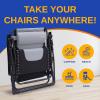 imageSereneLife Padded Zero Gravity Lounge Chair  Reclining Patio Chairs  Outdoor Lounge Chairs with Detachable Cup Holder Tray  Folding Recliner Chair with Removable Pillows  1 Gray and BlackBlackGray